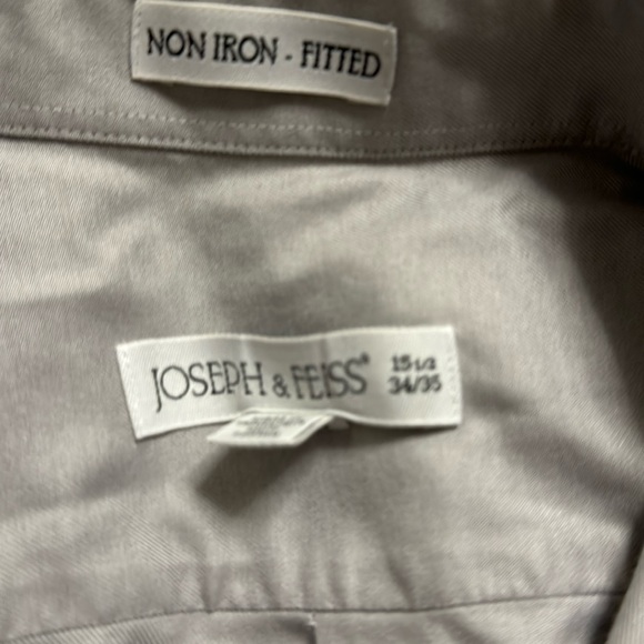Joseph & Feiss grey cotton non-iron fitted dress shirt - Picture 5 of 5